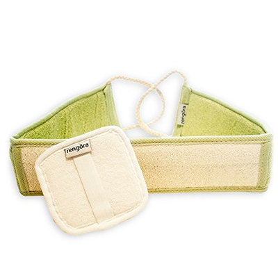 Loofah Back + Body Scrubber (& Bonus Sisal Scrubber) presented by Rengöra - for Exfoliating and Serious Skin Cleansing - Get Younger and Healthier Looking Skin - Great Valentine's Day Gift!!