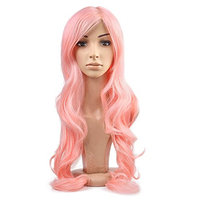 Pink Long Curly Wigs - Natural