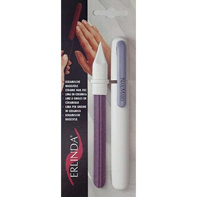 Budd Leather Nailmaid White Line Ceramic Nail File with Grey Clip
