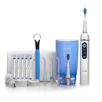 Jetpik JP200 Elite Rechargeable Electric Dental Flosser Oral Irrigator with Pulsating Floss and Water Jet Pik Power and Sonic Toothbrush