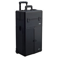 Sunrise 2-in-1 Aluminum Rolling Cosmetic Makeup Artist French Door Case with 3 Sliding Trays and 4 Drawers