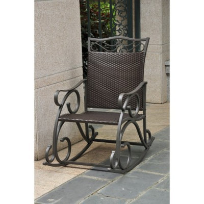 International Caravan Valencia Wicker/Iron Patio Rocker - Chocolate