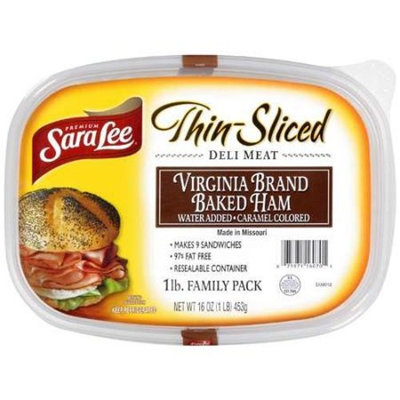 Sara Lee: Virginia Brand Baked Ham Water Added Deli Meat, 16 oz