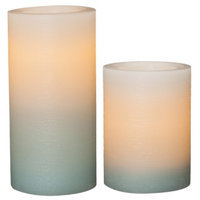 Threshold 2 Pack Assorted Wax Pillar with Rustic Finish - Blue