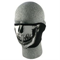 Cold Weather Headwear Neoprene 1/2 Face Mask, Glow in the Dark, Skull Face
