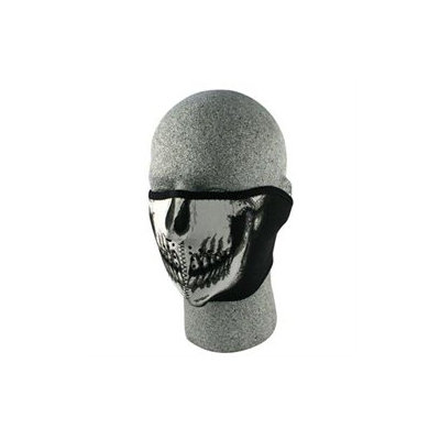 Cold Weather Headwear Neoprene 1/2 Face Mask, Glow in the Dark, Skull Face