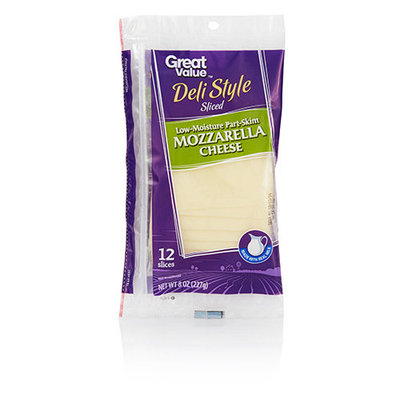 Great Value Low Moisture Part Skim Mozzarella Cheese Slices, 12ct