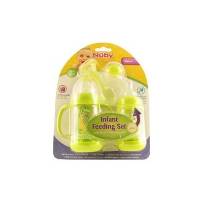 Nuby Infant Printed Bottle Feeder Set - Lime