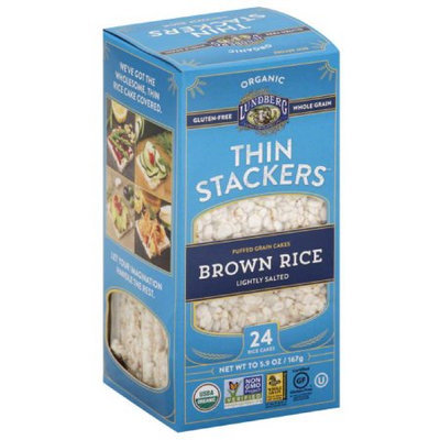 Lundberg Organic Thin Stackers Lightly Salted Brown Rice Puffed Grain Cakes, 5.9 oz, (Pack of 12)
