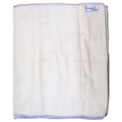 Dandelion Diapers 100% Organic Cotton Prefold Diapers - 1 Half Dozen - Size 5 - 15.5 x 18