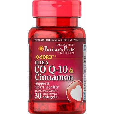 Puritan's Pride Q-SORB Ultra Co Q-10 200 mg & Cinnamon 1000 mg-30 Rapid Release Softgels