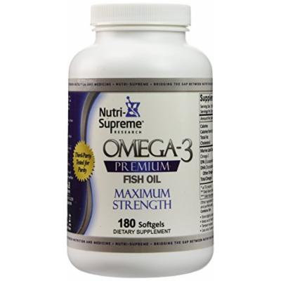 Nutri-Supreme Research Omega-3 Premium Fish Oil - Maximum Strength - 180 Softgels