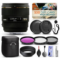 47th Street Photo Sigma 85mm F1.4 EX DG HSM Lens for Sony (320205) with Beginner Accessories Package includes 3 Piece Filter Set (UV-CPL-FLD) + Deluxe Cleaning Kit + Air Dust Blower + Cap Keeper + $50 Prints Gift Card