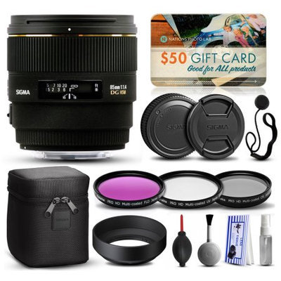 47th Street Photo Sigma 85mm F1.4 EX DG HSM Lens for Sony (320205) with Beginner Accessories Package includes 3 Piece Filter Set (UV-CPL-FLD) + Deluxe Cleaning Kit + Air Dust Blower + Cap Keeper + $50 Prints Gift Card