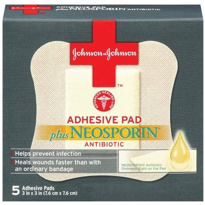J j Red Cross Johnson & Johnson First Aid Adhesive Pads plus Neosporin Antibiotic, 5-Count Adhesive Pads (Pack of 6)