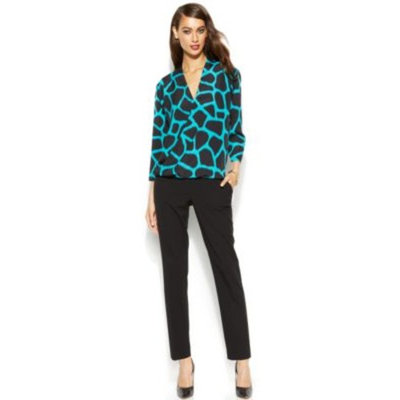 MICHAEL Michael Kors Printed Faux-Wrap Blouse & Skinny Ankle Pants