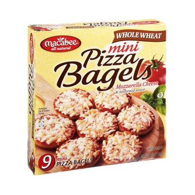 Macabee All Natural Whole Wheat Mozzarella Cheese & Seasoned Sauce Mini Pizza Bagels - 9 CT