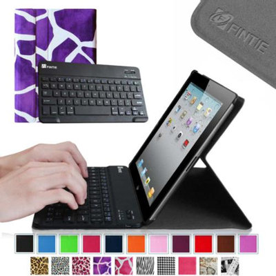 Fintie Bluetooth Keyboard Case for Apple iPad 4th Generation with Retina Display, iPad 3 & iPad 2, Giraffe Purple