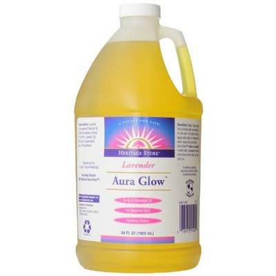 Heritage Store Aura Glow Massage Oil, Lavender, 64 Ounce