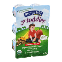 Stonyfield Organic YoToddler Organic Whole Milk Yogurt Strawberry Banana - 6 CT