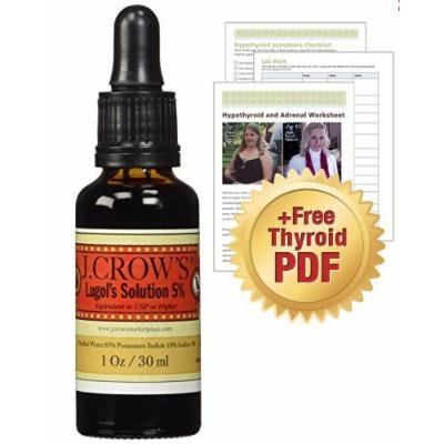J.CROW'S® Lugol's Solution of Iodine 5% + PDF of Miss Lizzy's Hypothyroid and Adrenal Fatigue Worksheet