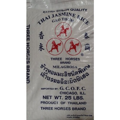 Three Horses Thai Jasmine Rice 25lb