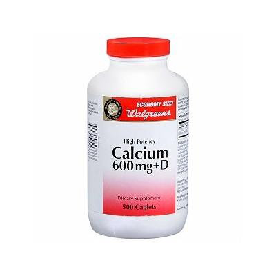 Walgreens Calcium 600mg+D Caplets, 500 ea