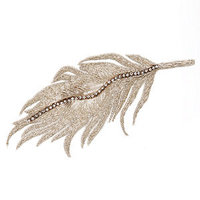 Colette Malouf Embroidered Silk Feather Snap Clip
