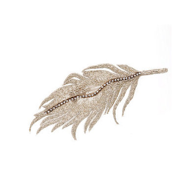 Colette Malouf Embroidered Silk Feather Snap Clip