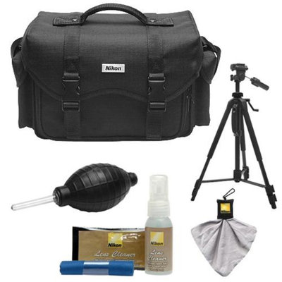 Nikon 5874 Digital SLR Camera System Case - Gadget Bag with Tripod + Cleaning & Accessory Kit for D3100, D3200, D3300, D5100, D5200, D5300, D7000, D7100, D610, D800, D810, D4s