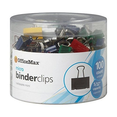 OfficeMax Multicolored Binder Clips, Micro, 100 ct.