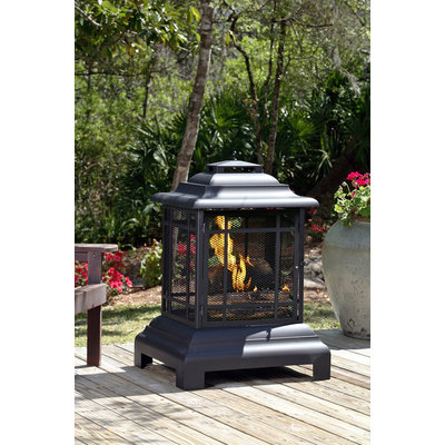 Fire Sense - Rectangle Pagoda Patio Fireplace - Black