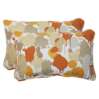Pillow Perfect Outdoor 2-Piece Rectangular Throw Pillow Set - Orange/Tan Neddick
