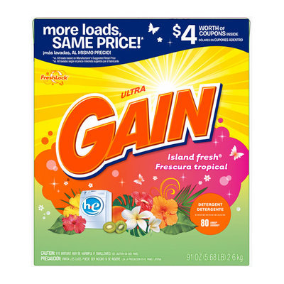 Gain Ultra With FreshLock for High Efficiency Machines Island Fresh Powder Detergent 80 Loads 91 Oz