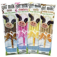 Magic Milk Straws 4 Packs Official Milk Magic Flavored Straws - Chocolate, Vanilla, Cookies & Cream and Strawberry - (24 Straws total)
