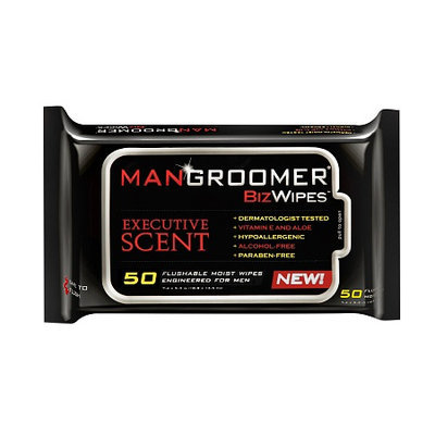 MANGROOMER Biz Wipes Flushable Moist Personal Wipes for Men Executive Scent