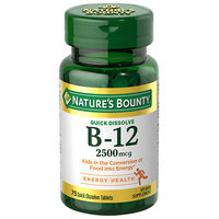 Natures Bounty Vitamin B-12 2500 mcg Quick Dissolve Tablets, Natural Cherry Flavor, 75 ea