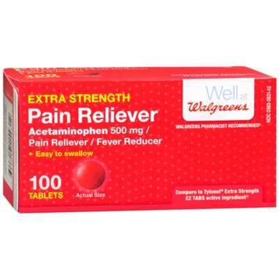 Walgreens Pain Reliever Extra Strength Easy Tablets, 100 ea