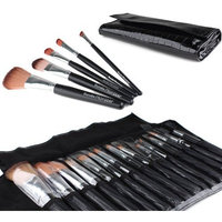 Bundle Monster 15pc Studio Pro Makeup Make Up Cosmetic Brush Set Kit w/ Black Faux Crocodile Case - For Eye Shadow, Blush, Eyeliner, Etc.