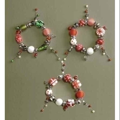Roman Pack of 6 Candy & Gift Glass Beaded Christmas Charm Bracelets 3