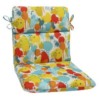 Pillow Perfect Outdoor Round Edge Chair Cushion - Blue/Yellow Neddick