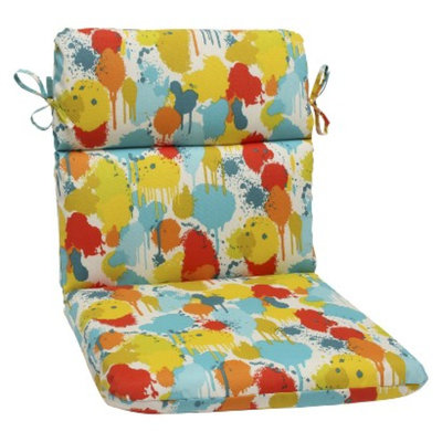 Pillow Perfect Outdoor Round Edge Chair Cushion - Blue/Yellow Neddick