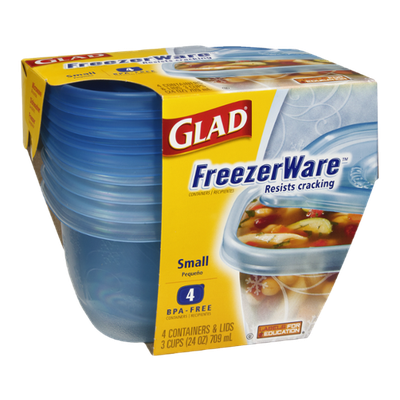 Glad FreezerWare Small Containers & Lids - 4 CT