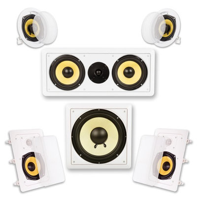 Acoustic Audio HD515 5.1CH In-Wall/Ceiling Home Theater Surround Speaker System