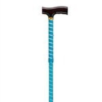 Drive Medical 10304BT-1 Lightweight Adjustable Folding Cane with T Handle, Blue Twist