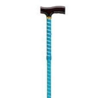 Drive Medical 10304BT-1 Lightweight Adjustable Folding Cane with T Handle, Blue Twist