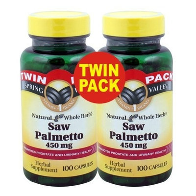 Spring Valley Whole Herb Saw Palmetto 900mg 200ct ONE Twin Pack (Two Bottles of 100ct Each)