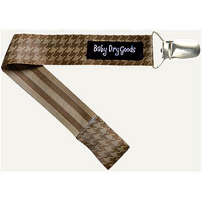 Baby Dry Goods 03012 DkLt Brown Houndstooth Pacifier Clip