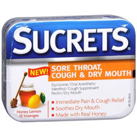 Sucrets Sore Throat, Cough & Dry Mouth Lozenges, Honey Lemon, 18 ea