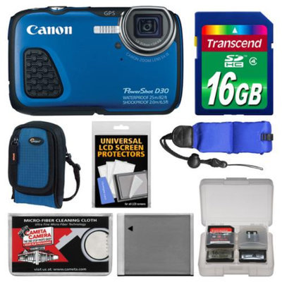 Canon PowerShot D30 Shock & Waterproof GPS Digital Camera with 16GB Card + Case + Battery + Float Strap + Accessory Kit